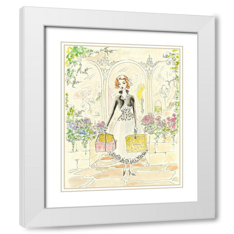Boutique Shopping I White Modern Wood Framed Art Print with Double Matting by Leal, Steve