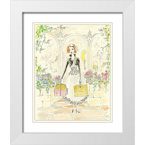 Boutique Shopping I White Modern Wood Framed Art Print with Double Matting by Leal, Steve