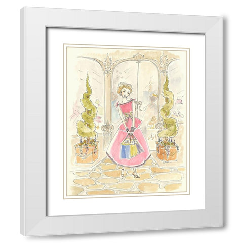 Boutique Shopping II White Modern Wood Framed Art Print with Double Matting by Leal, Steve