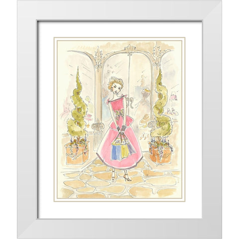 Boutique Shopping II White Modern Wood Framed Art Print with Double Matting by Leal, Steve
