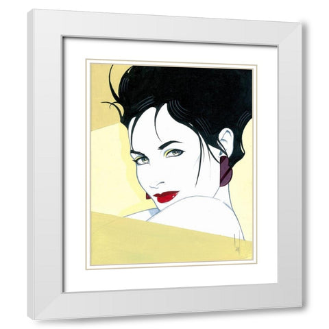 Carmen White Modern Wood Framed Art Print with Double Matting by Leal, Steve