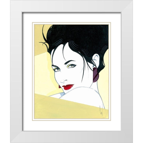 Carmen White Modern Wood Framed Art Print with Double Matting by Leal, Steve