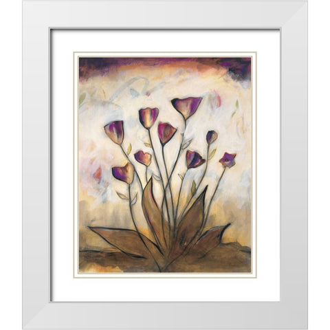 Poppy Garden II White Modern Wood Framed Art Print with Double Matting by Marque, Lucia