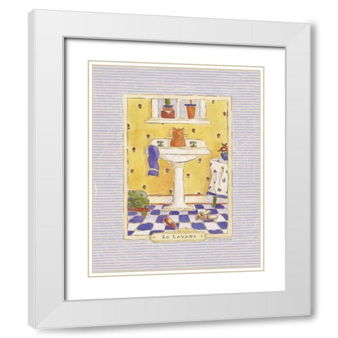 Kitty Lavabo White Modern Wood Framed Art Print with Double Matting by McCollum, Sudi