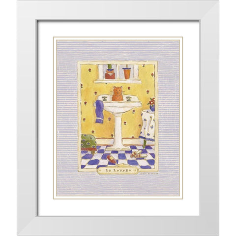 Kitty Lavabo White Modern Wood Framed Art Print with Double Matting by McCollum, Sudi