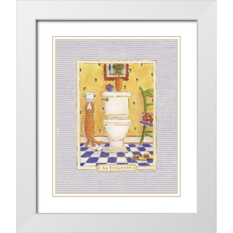 Kitty Toilette White Modern Wood Framed Art Print with Double Matting by McCollum, Sudi