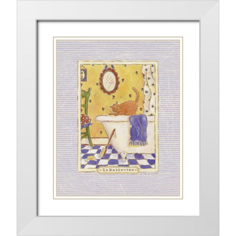 Kitty Baignoire White Modern Wood Framed Art Print with Double Matting by McCollum, Sudi