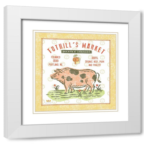 Tuthill Pig White Modern Wood Framed Art Print with Double Matting by McCollum, Sudi