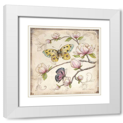 Le Jardin Butterfly IV White Modern Wood Framed Art Print with Double Matting by McRostie, Kate