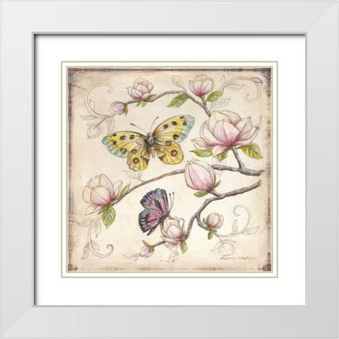 Le Jardin Butterfly IV White Modern Wood Framed Art Print with Double Matting by McRostie, Kate