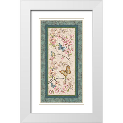 Le Jardin Butterfly Panel I White Modern Wood Framed Art Print with Double Matting by McRostie, Kate