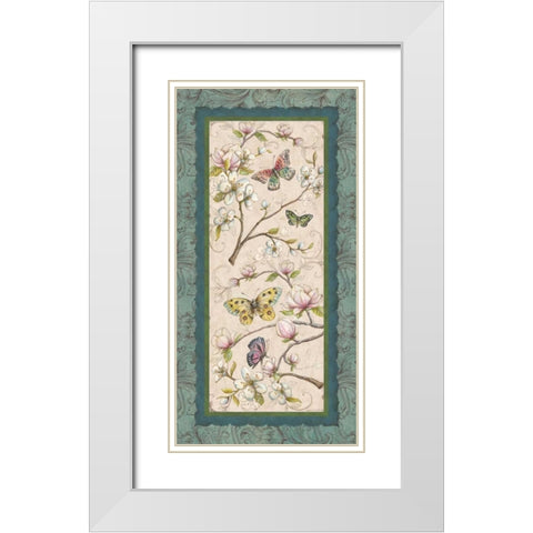 Le Jardin Butterfly Panel II White Modern Wood Framed Art Print with Double Matting by McRostie, Kate