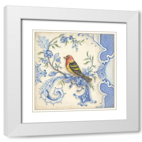 Chinoiserie Aviary I White Modern Wood Framed Art Print with Double Matting by McRostie, Kate