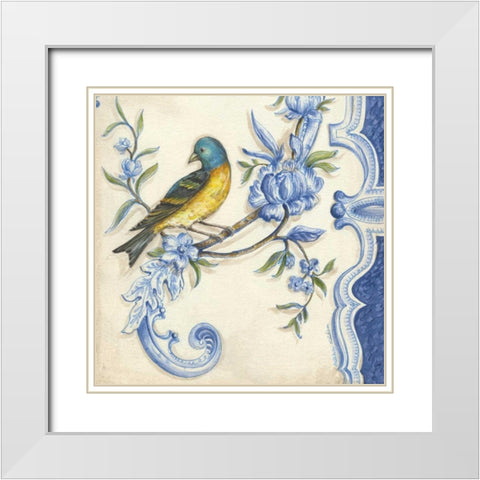 Chinoiserie Aviary II White Modern Wood Framed Art Print with Double Matting by McRostie, Kate