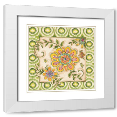 Ikat Floral I White Modern Wood Framed Art Print with Double Matting by McRostie, Kate