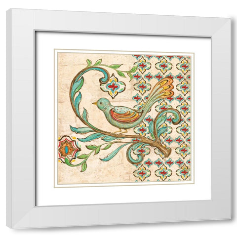Treetop Bird II White Modern Wood Framed Art Print with Double Matting by McRostie, Kate