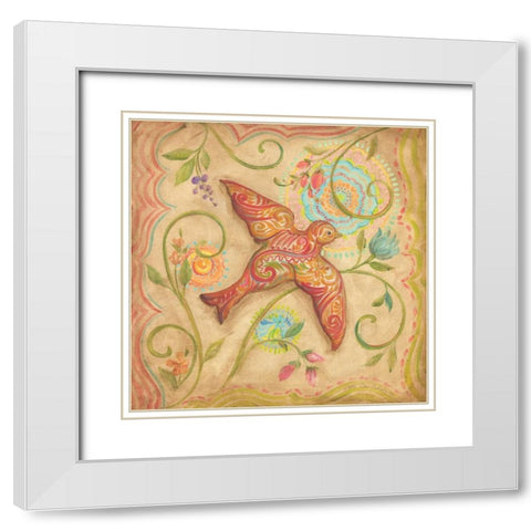 Springtime Birds I White Modern Wood Framed Art Print with Double Matting by McRostie, Kate