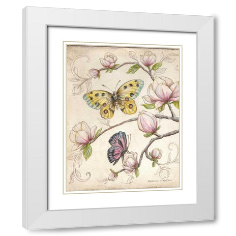 Le Jardin Butterfly V White Modern Wood Framed Art Print with Double Matting by McRostie, Kate