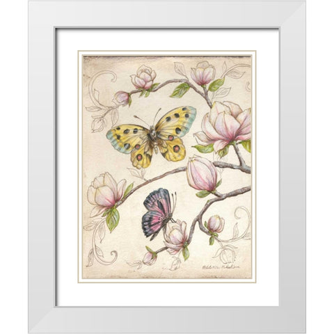Le Jardin Butterfly V White Modern Wood Framed Art Print with Double Matting by McRostie, Kate