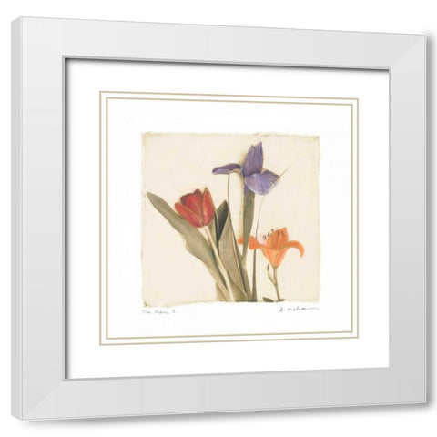 Tre Fiori I White Modern Wood Framed Art Print with Double Matting by Melious, Amy