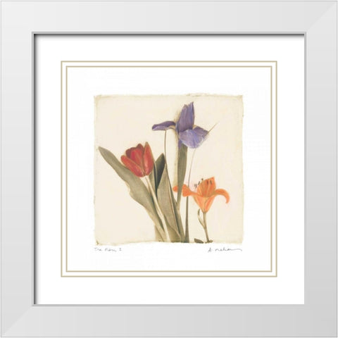 Tre Fiori I White Modern Wood Framed Art Print with Double Matting by Melious, Amy