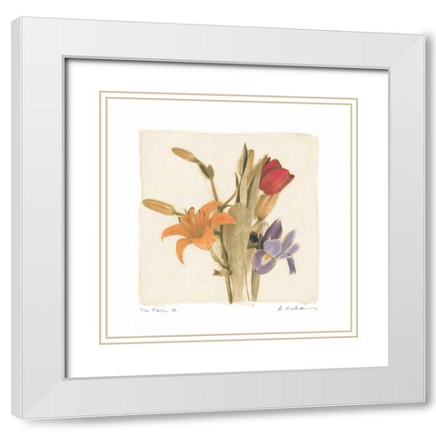 Tre Fiori III White Modern Wood Framed Art Print with Double Matting by Melious, Amy