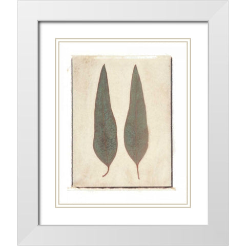 Two Leaves White Modern Wood Framed Art Print with Double Matting by Melious, Amy