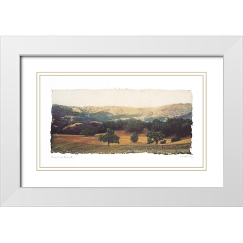 Vineyard and Oak II White Modern Wood Framed Art Print with Double Matting by Melious, Amy
