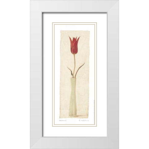 Blossom I White Modern Wood Framed Art Print with Double Matting by Melious, Amy