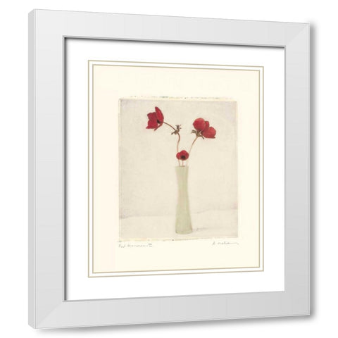 Red Anemones III White Modern Wood Framed Art Print with Double Matting by Melious, Amy