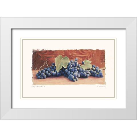 Grape Harvest I White Modern Wood Framed Art Print with Double Matting by Melious, Amy