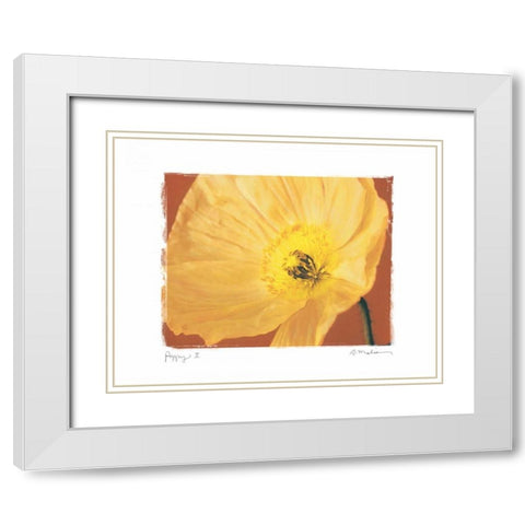 Poppy II White Modern Wood Framed Art Print with Double Matting by Melious, Amy