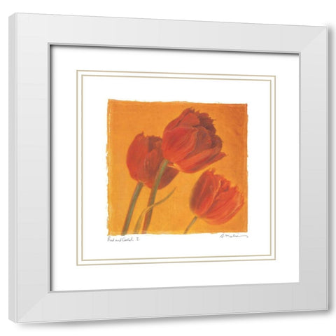 Red and Gold I White Modern Wood Framed Art Print with Double Matting by Melious, Amy