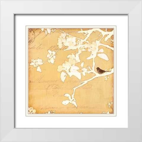 Song Birds V White Modern Wood Framed Art Print with Double Matting by Melious, Amy