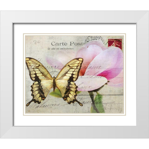 Carte Postale Magnolia I White Modern Wood Framed Art Print with Double Matting by Melious, Amy