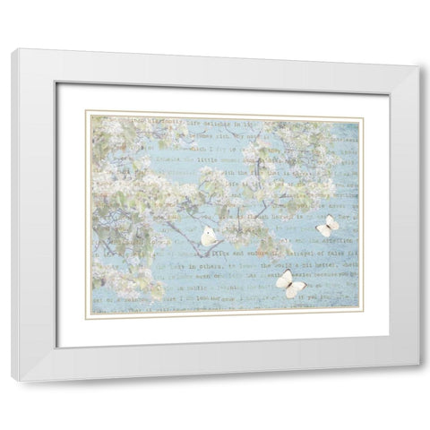 Blossoms and Butterflies I White Modern Wood Framed Art Print with Double Matting by Melious, Amy