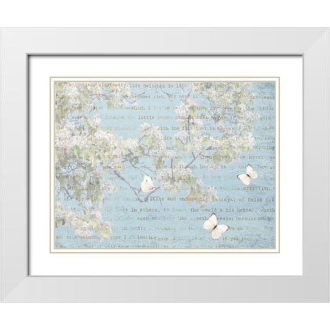 Blossoms and Butterflies I White Modern Wood Framed Art Print with Double Matting by Melious, Amy