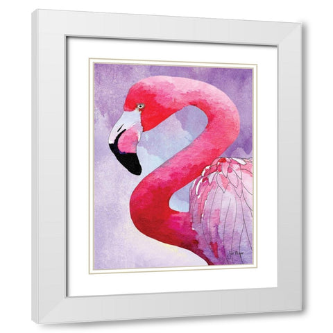 Amazing Flamingos III White Modern Wood Framed Art Print with Double Matting by Meyer, Jill