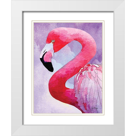 Amazing Flamingos III White Modern Wood Framed Art Print with Double Matting by Meyer, Jill