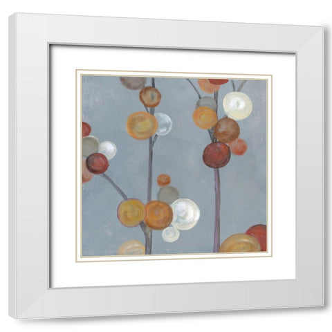 Baubles in Paprika I White Modern Wood Framed Art Print with Double Matting by Ferry, Margaret