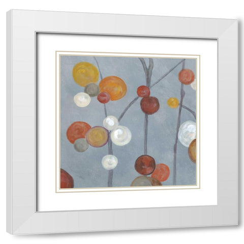 Baubles in Paprika II White Modern Wood Framed Art Print with Double Matting by Ferry, Margaret