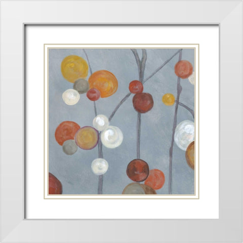 Baubles in Paprika II White Modern Wood Framed Art Print with Double Matting by Ferry, Margaret