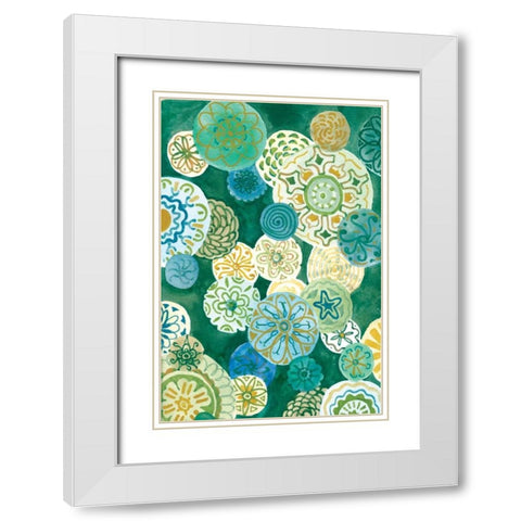 Indigo Medallion White Modern Wood Framed Art Print with Double Matting by Ferry, Margaret