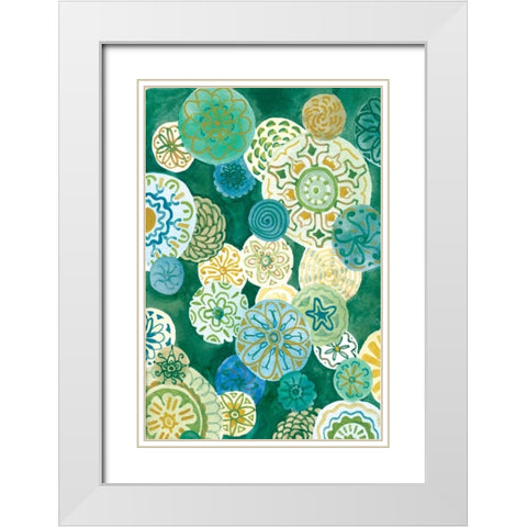Indigo Medallion White Modern Wood Framed Art Print with Double Matting by Ferry, Margaret
