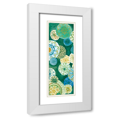 Indigo Medallion Panel I White Modern Wood Framed Art Print with Double Matting by Ferry, Margaret