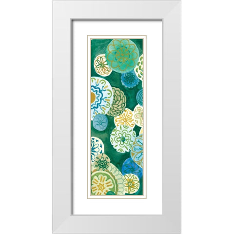 Indigo Medallion Panel I White Modern Wood Framed Art Print with Double Matting by Ferry, Margaret