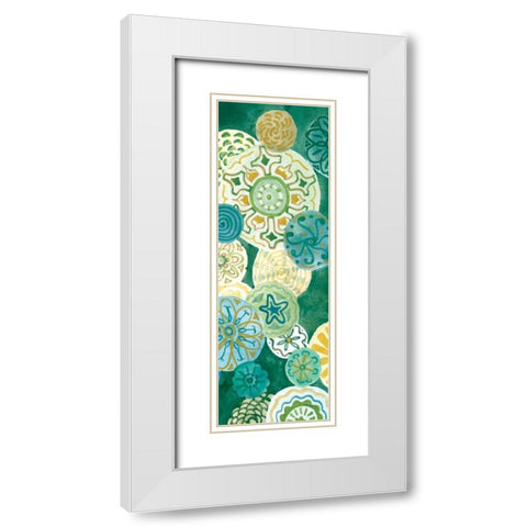 Indigo Medallion Panel II White Modern Wood Framed Art Print with Double Matting by Ferry, Margaret