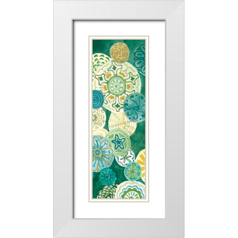 Indigo Medallion Panel II White Modern Wood Framed Art Print with Double Matting by Ferry, Margaret