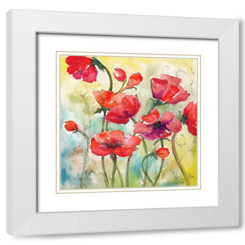 Poppy Study I White Modern Wood Framed Art Print with Double Matting by Ferry, Margaret