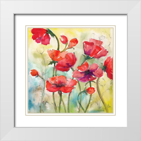 Poppy Study I White Modern Wood Framed Art Print with Double Matting by Ferry, Margaret